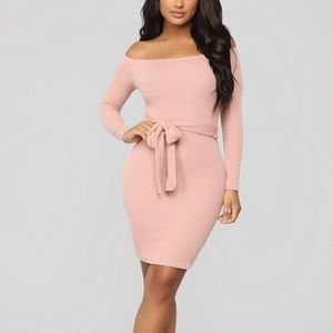 Blush Pink Off the Shoulder Dress
